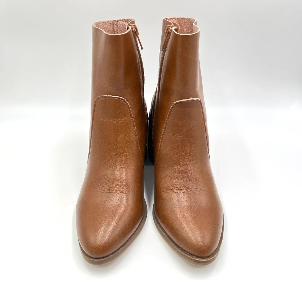 Universal Thread Size‎ 6 Cognac Brown Faux Vegan Leather Block Heel Ankle Boots